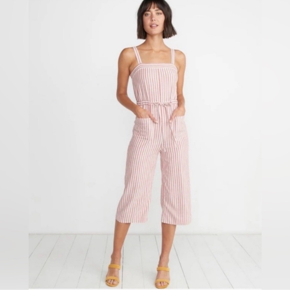 Marine Layer Rita Red White Stripe Tencel‎ Jumpsuit XS Cruise Resort Lagenlook